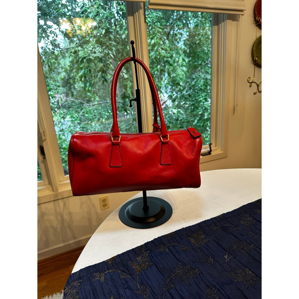 Prada Red Leather Barrel Bag - Picture 3 of 16